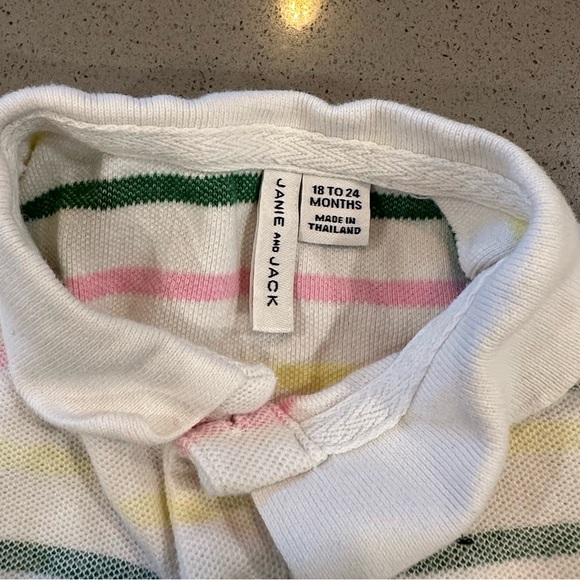 Janie and Jack Baby Striped Pique Polo Flamingo Romper Size 18-24 M - Picture 4 of 5